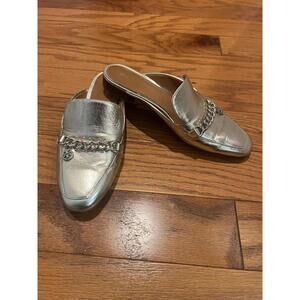 TORY BURCH MINI BENTON LEATHER LOAFER SLIDE IN SPARK GOLD US 8M